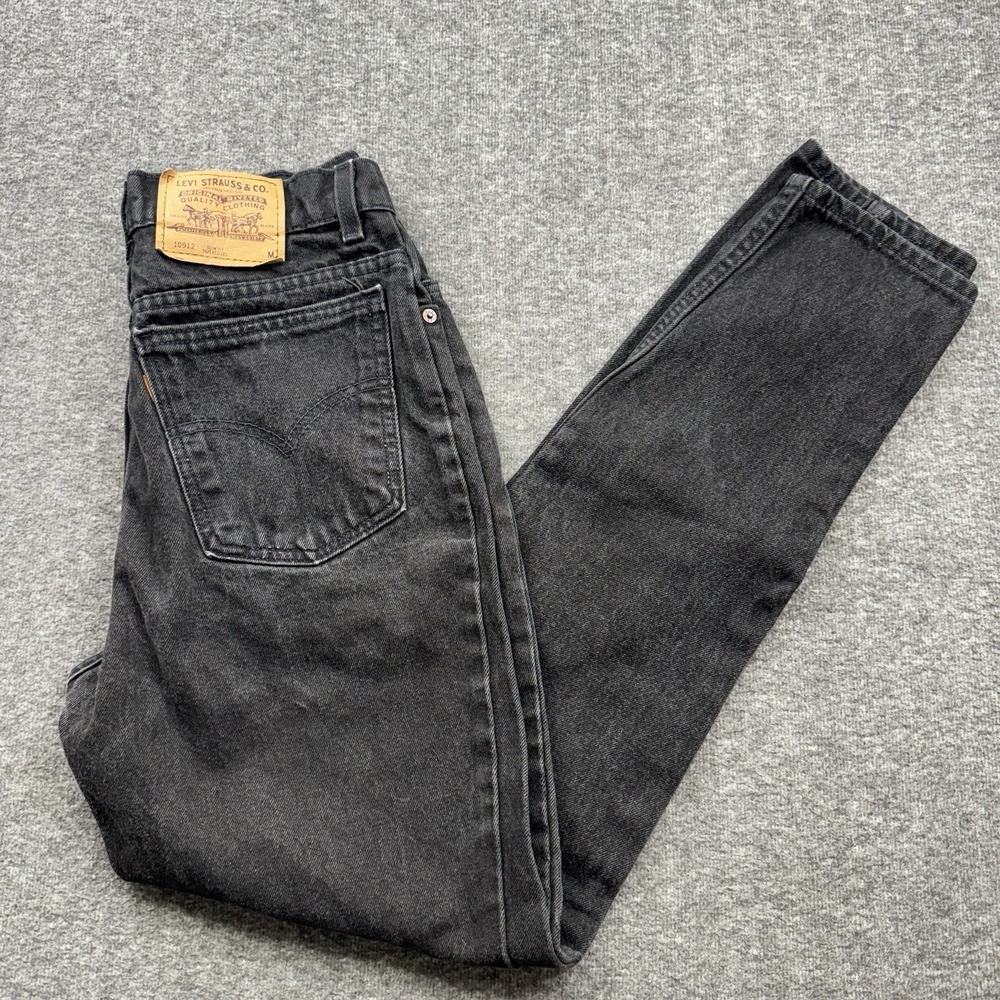 Levi's 912 Slim Fit Tapered Leg Black Jeans Orange Tab Sz 11 M 28x31 Vtg 90s USA